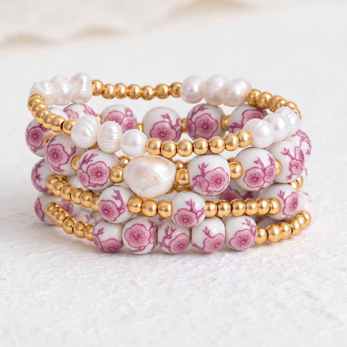 Porcelain-Garten-Kirschblüten-Armbandset