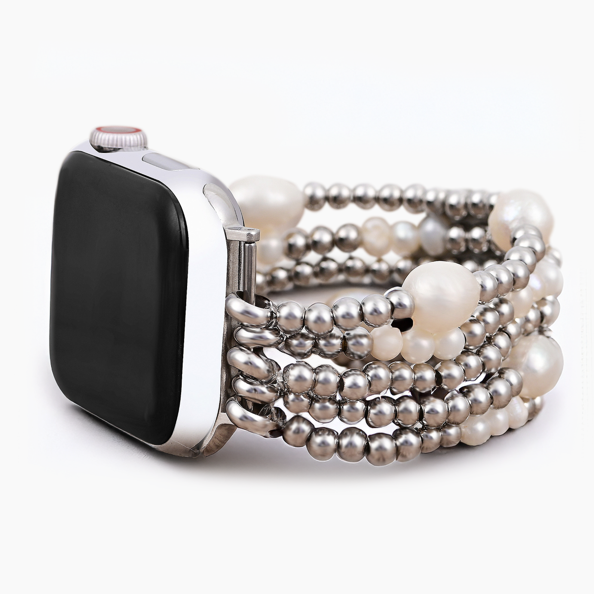 Bracelet extensible en perle et argent pour Apple Watch