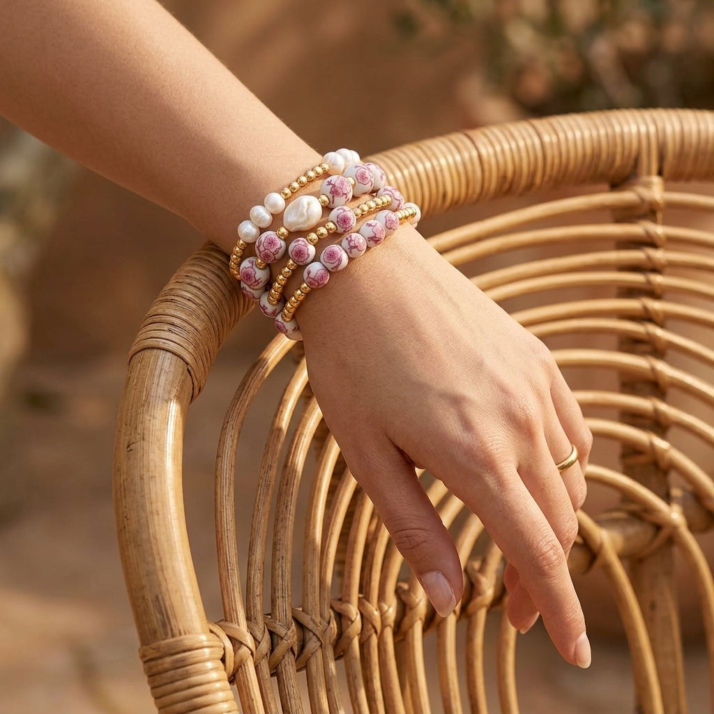 Porcelain-Garten-Kirschblüten-Armbandset
