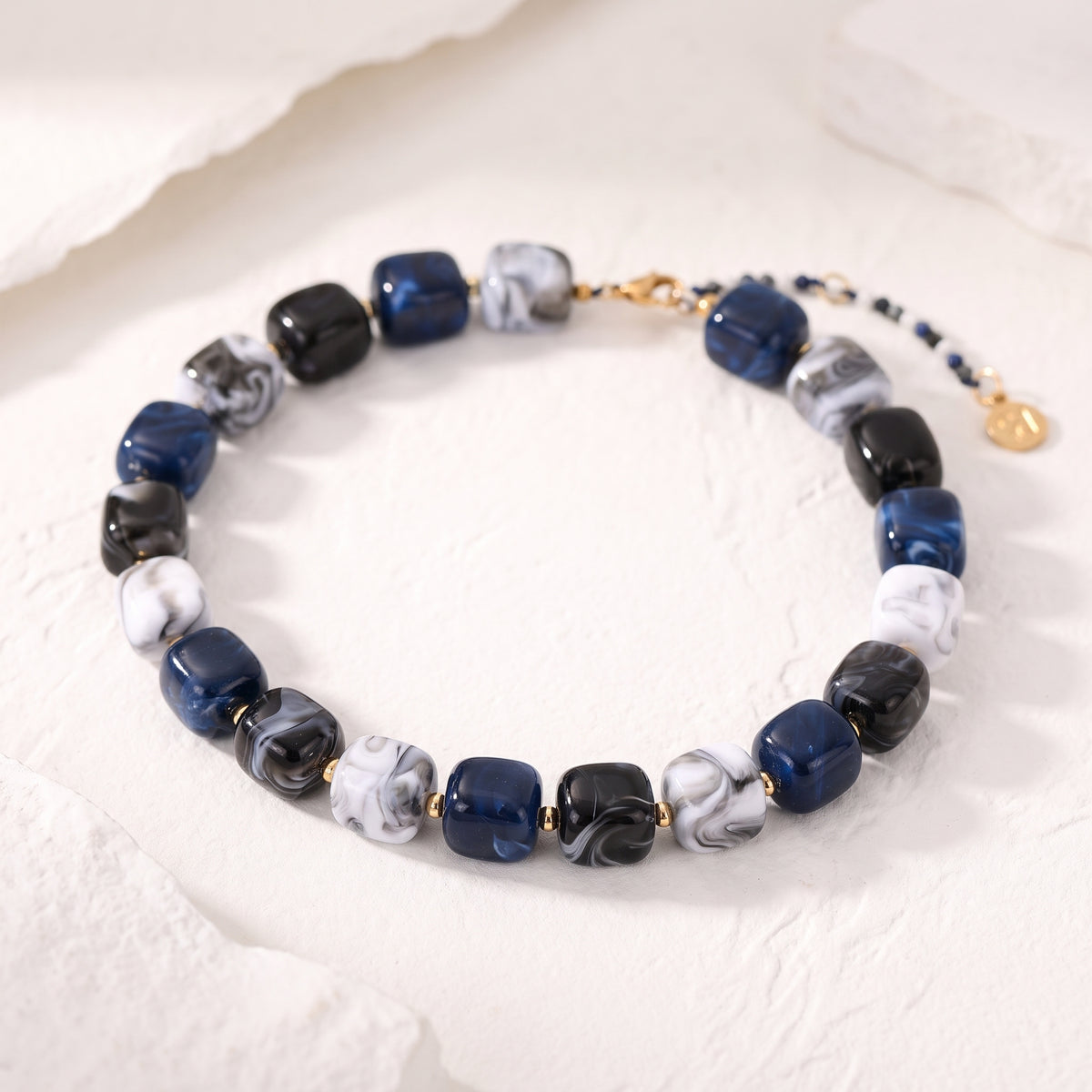 Chunky quadratische Perlenkette Ocean