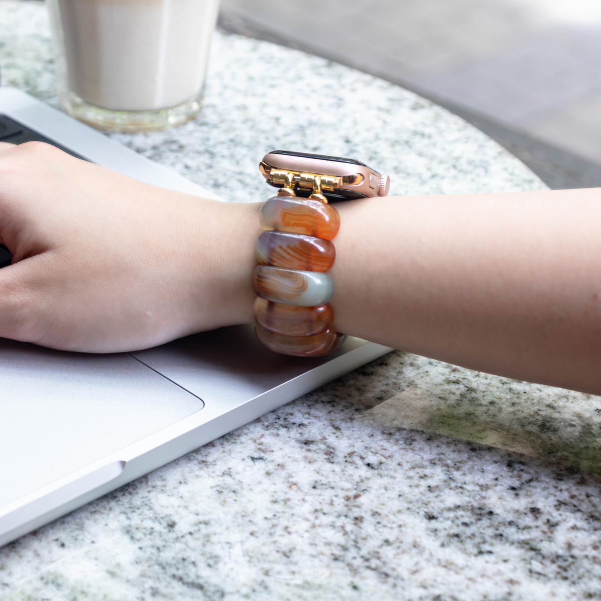 Bracelet extensible en agate Golden Dusk pour Apple Watch