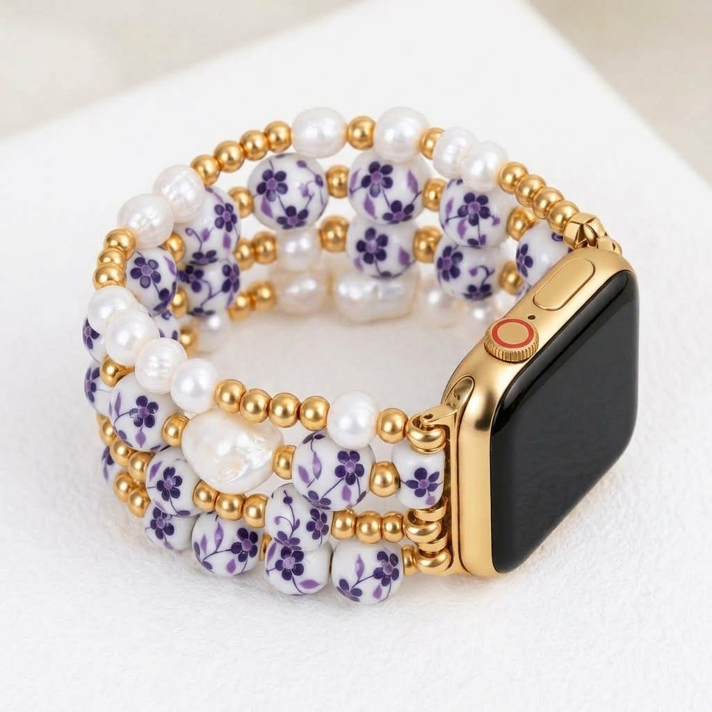 Porcelain-Garten-Veilchenblüten-Armband für die Apple Watch