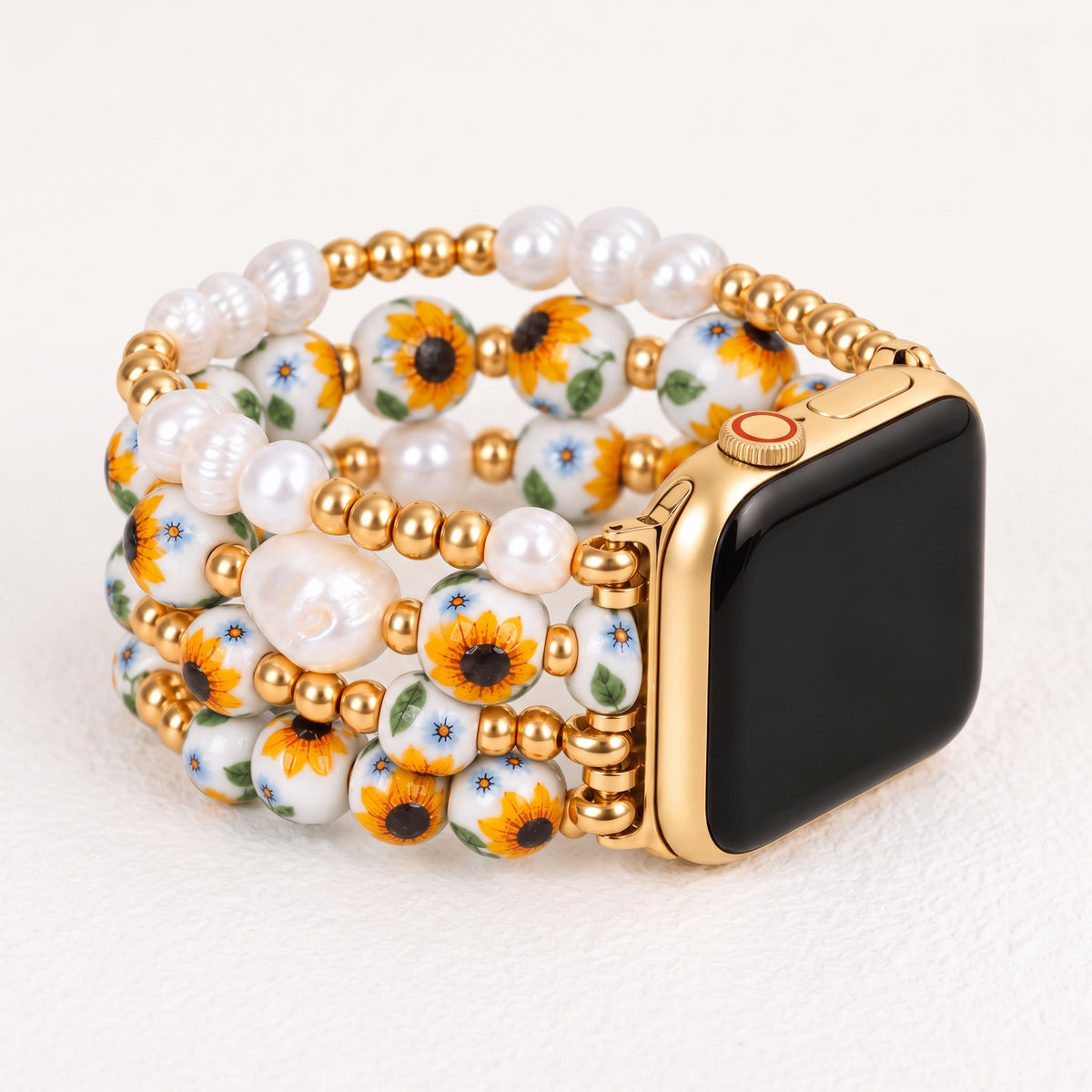 Porcelain-Garten-Sonnenlichtblüten-Armband für die Apple Watch