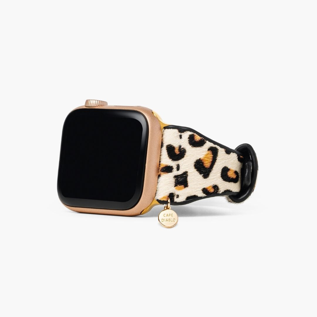 Elfenbeinfarbener Katzenleder Apple Uhrenarmband
