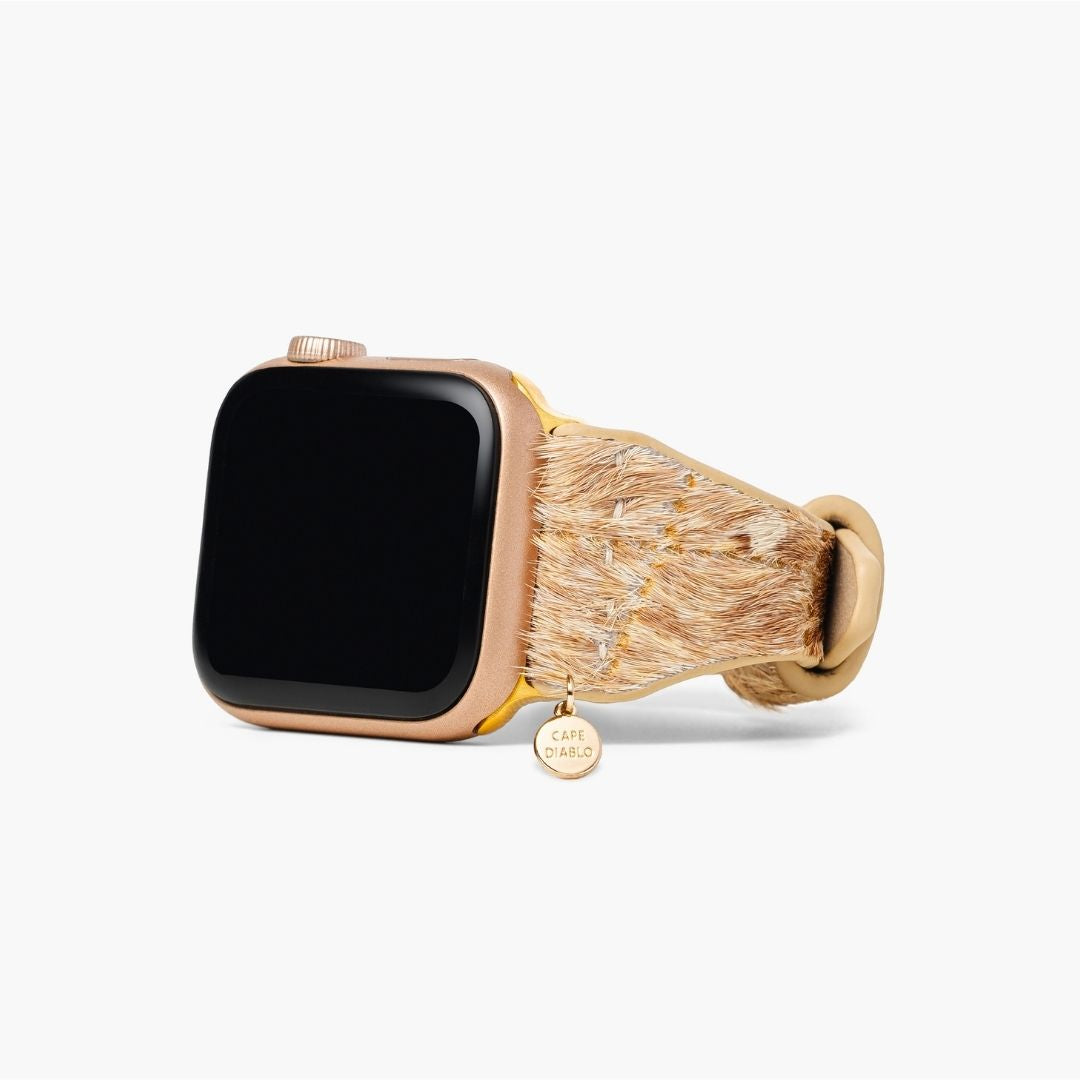 Bracelet Apple Watch en cuir aux teintes bois flotté