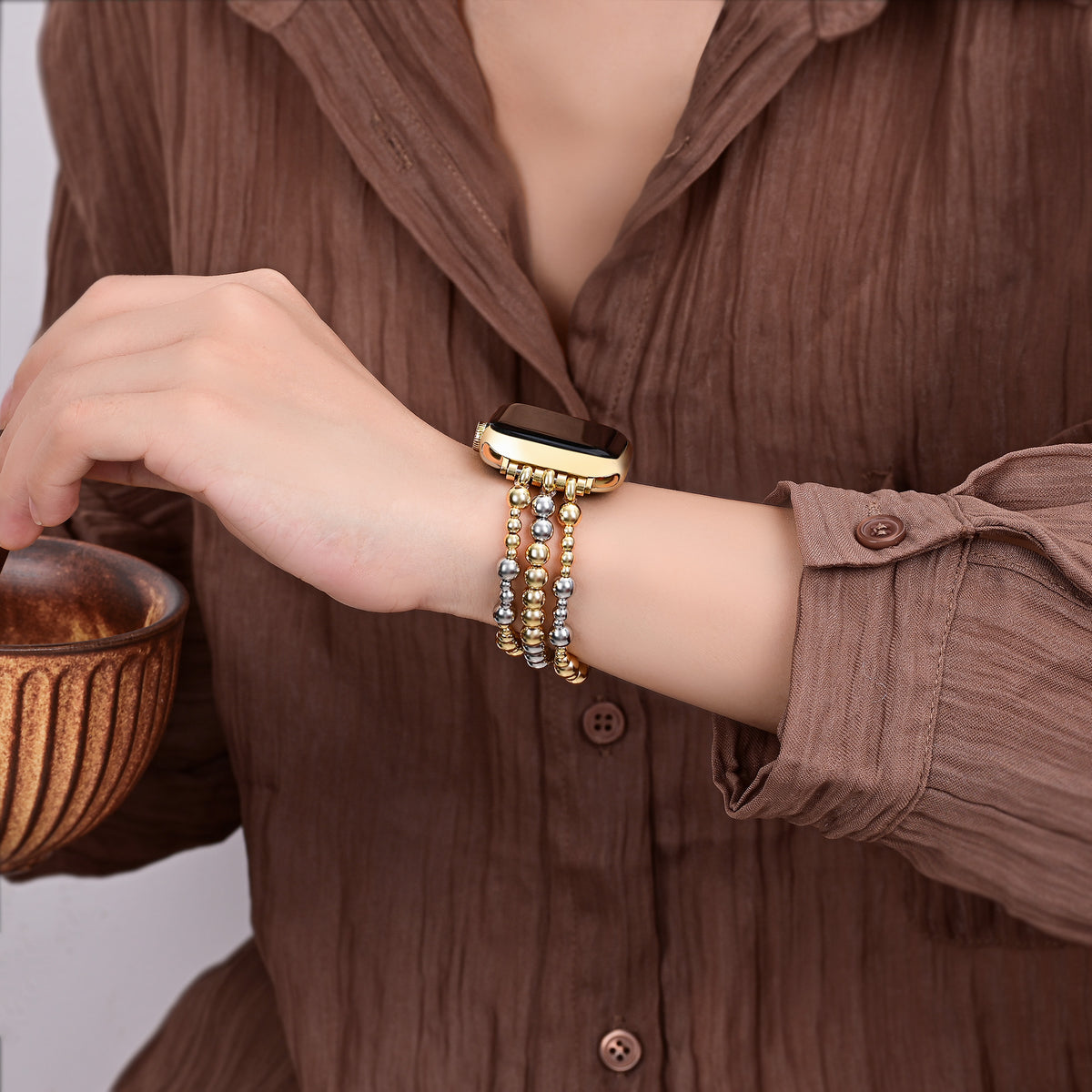 Sterling Gold Stretch Apple Watch Armband