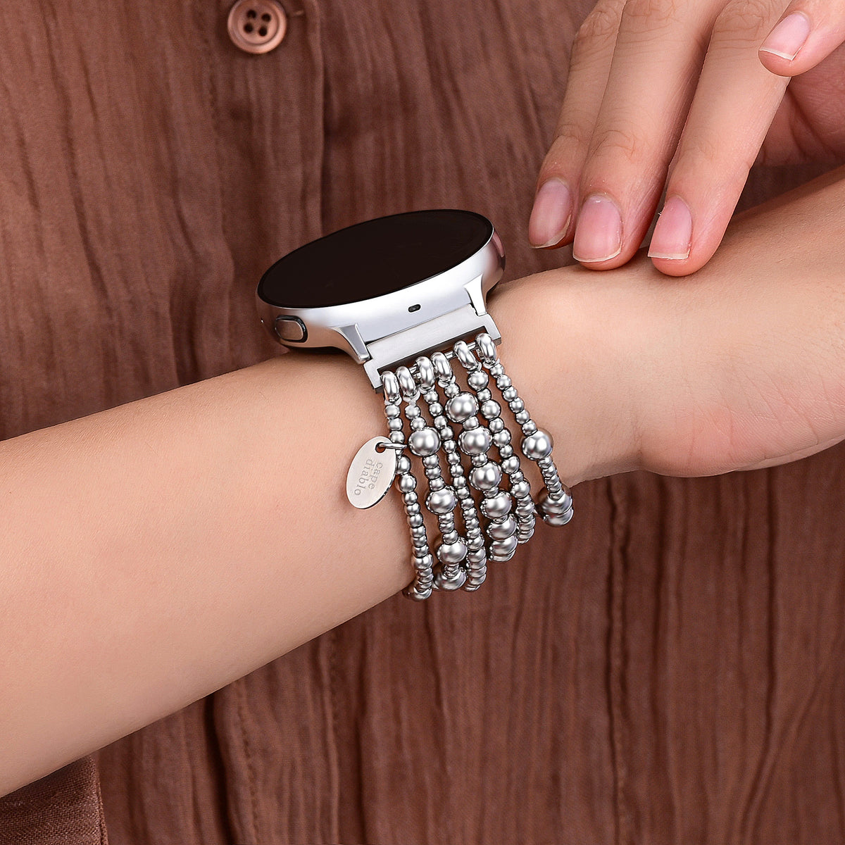 Platinum Demure Stretch Apple Watch Armband