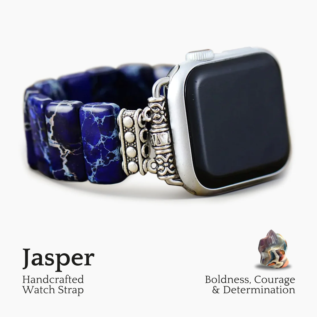 Dunkelmarineblaues Tibetisches Jaspis Stretch Apple Watch Armband