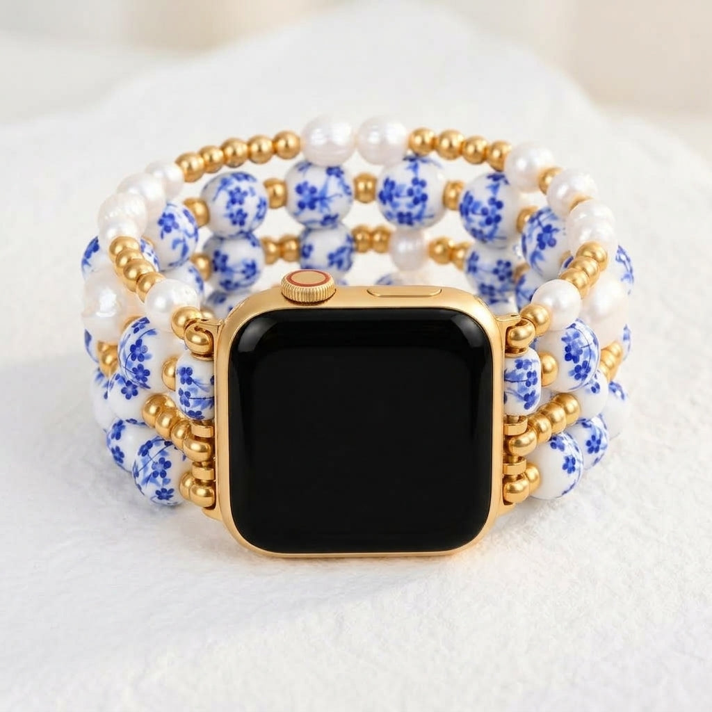 Bracelet Apple Watch Porcelain Garden Sapphire Bloom