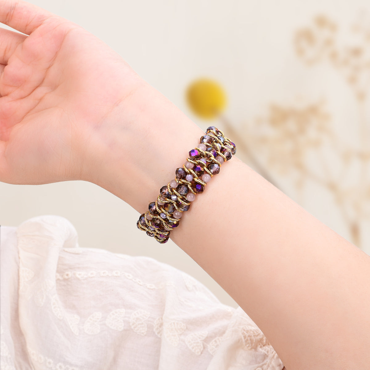 Golden Serenity Edelstein Geflochtenes Apple Watch Armband