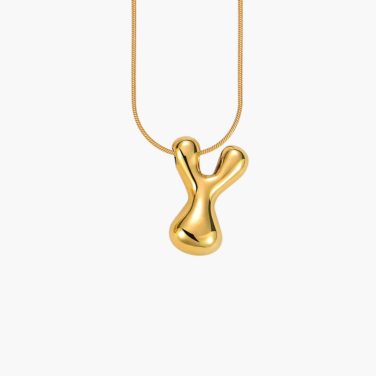 Golden Glow Bubble Letter Initial Halskette