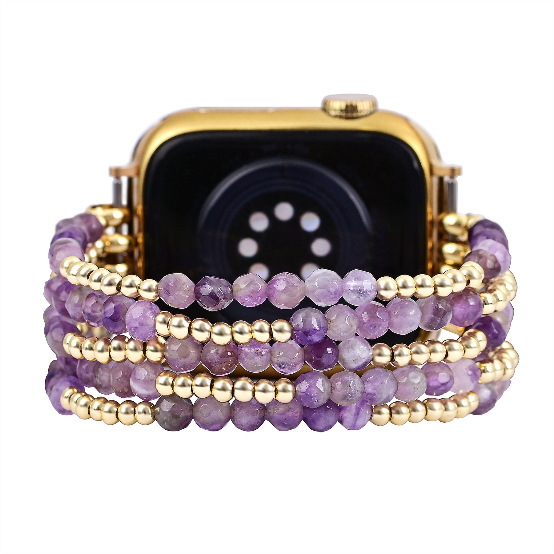 Golden Violet Amethyst Stretch Apple Watch Armband