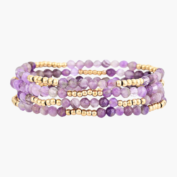 Ensemble de bracelets Améthyste Violette Dorée