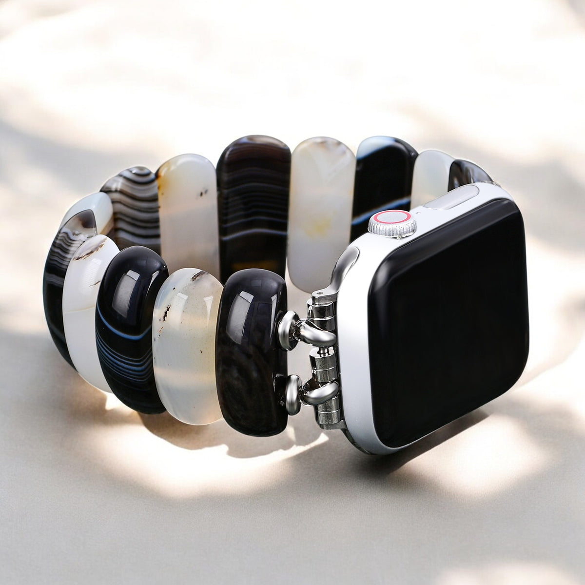 Obsidian Frost Achat Stretch Apple Watch Armband
