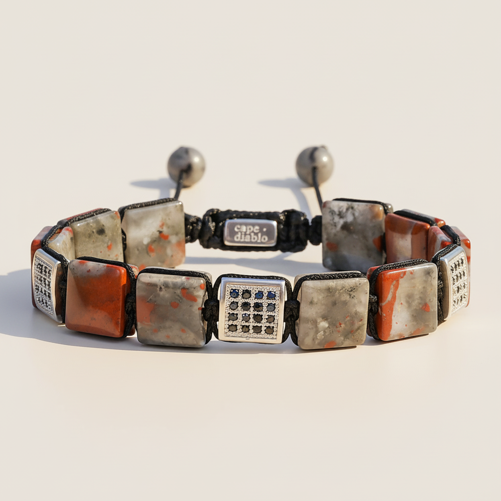 Bracelet africain en pierre de sang pour homme