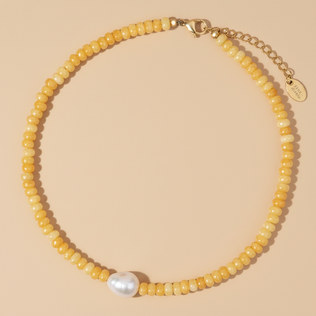 Collier de perles en citrine dorée
