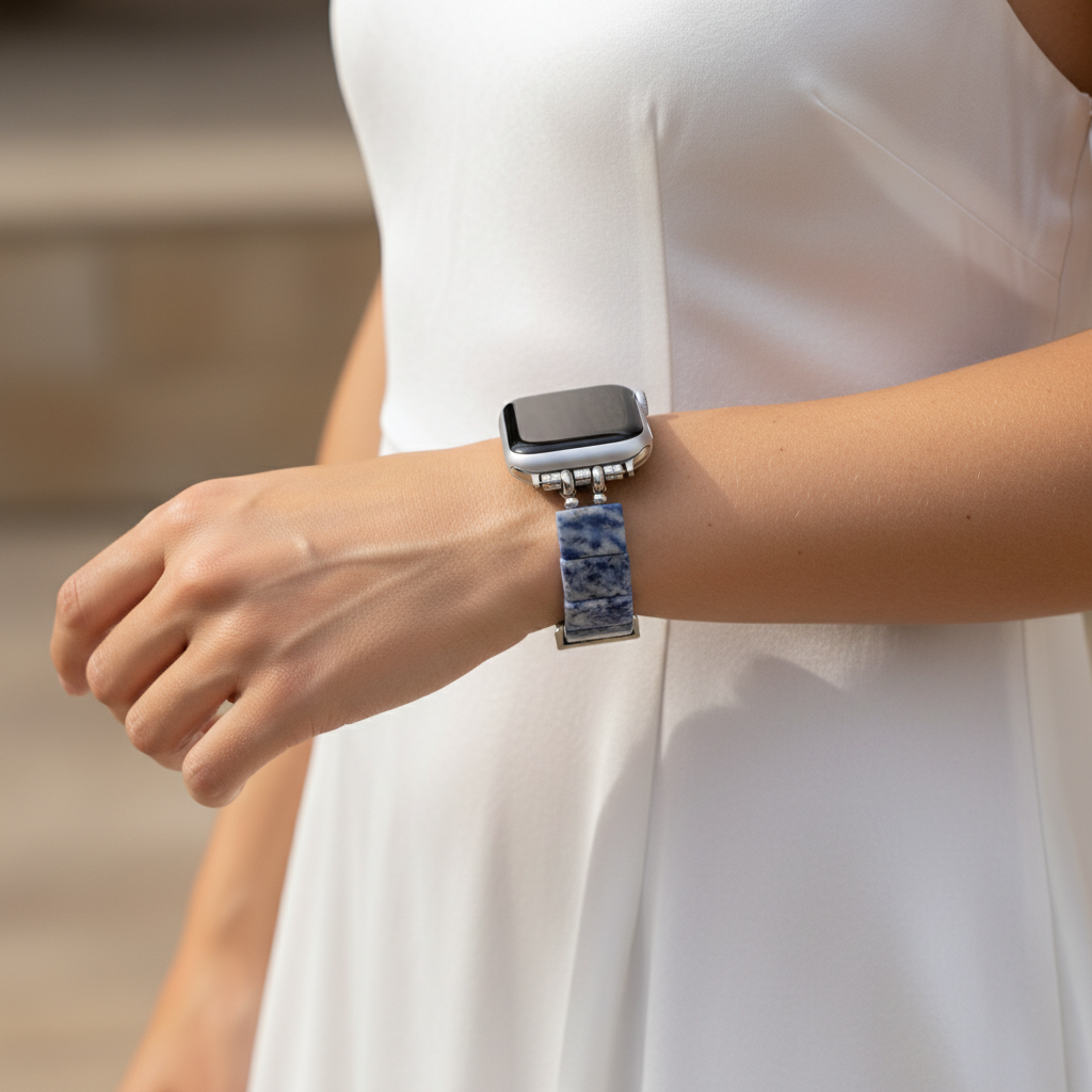 Blauer Horizont Sodalith Dehnbares Apple Watch Armband
