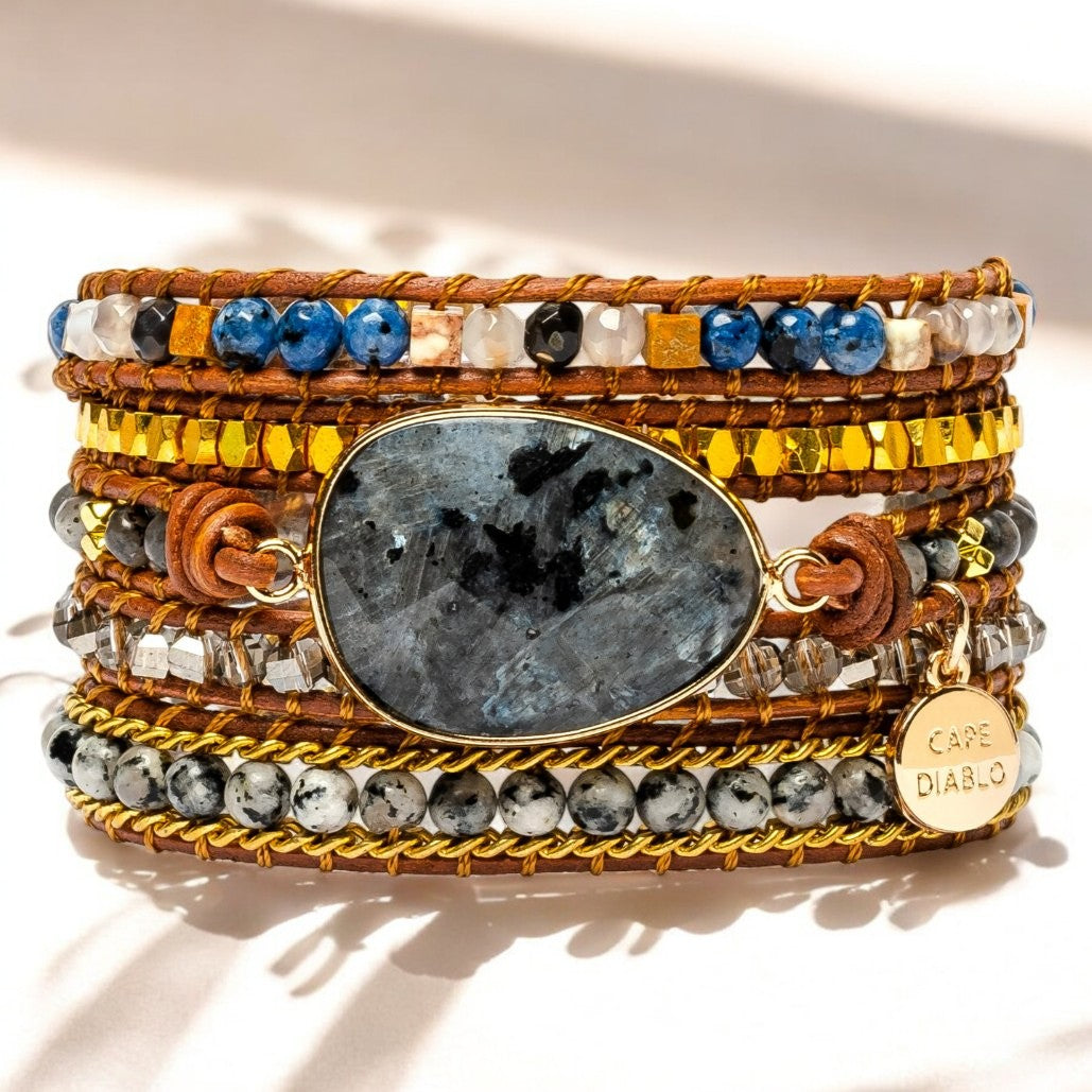 Bracelet enveloppant en labradorite éthérée