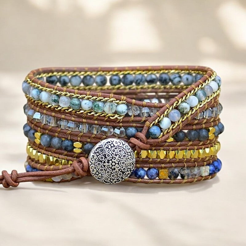 Bracelet enveloppant en labradorite éthérée