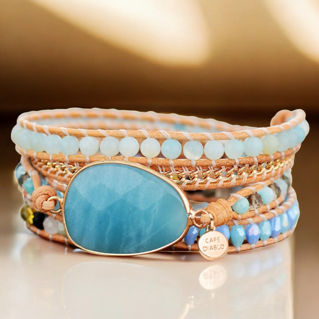 Heilendes Amazonit-Schutzwickelarmband