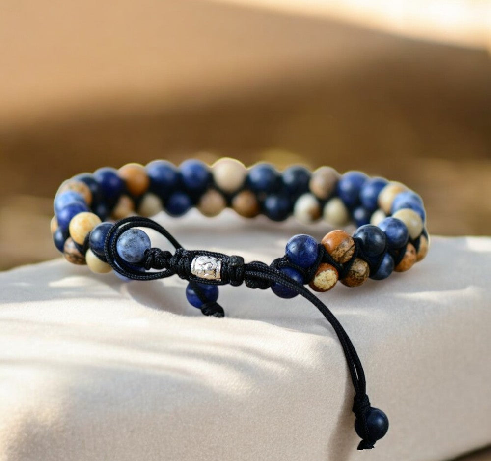 Herren Sodalith-Jaspis-Armband