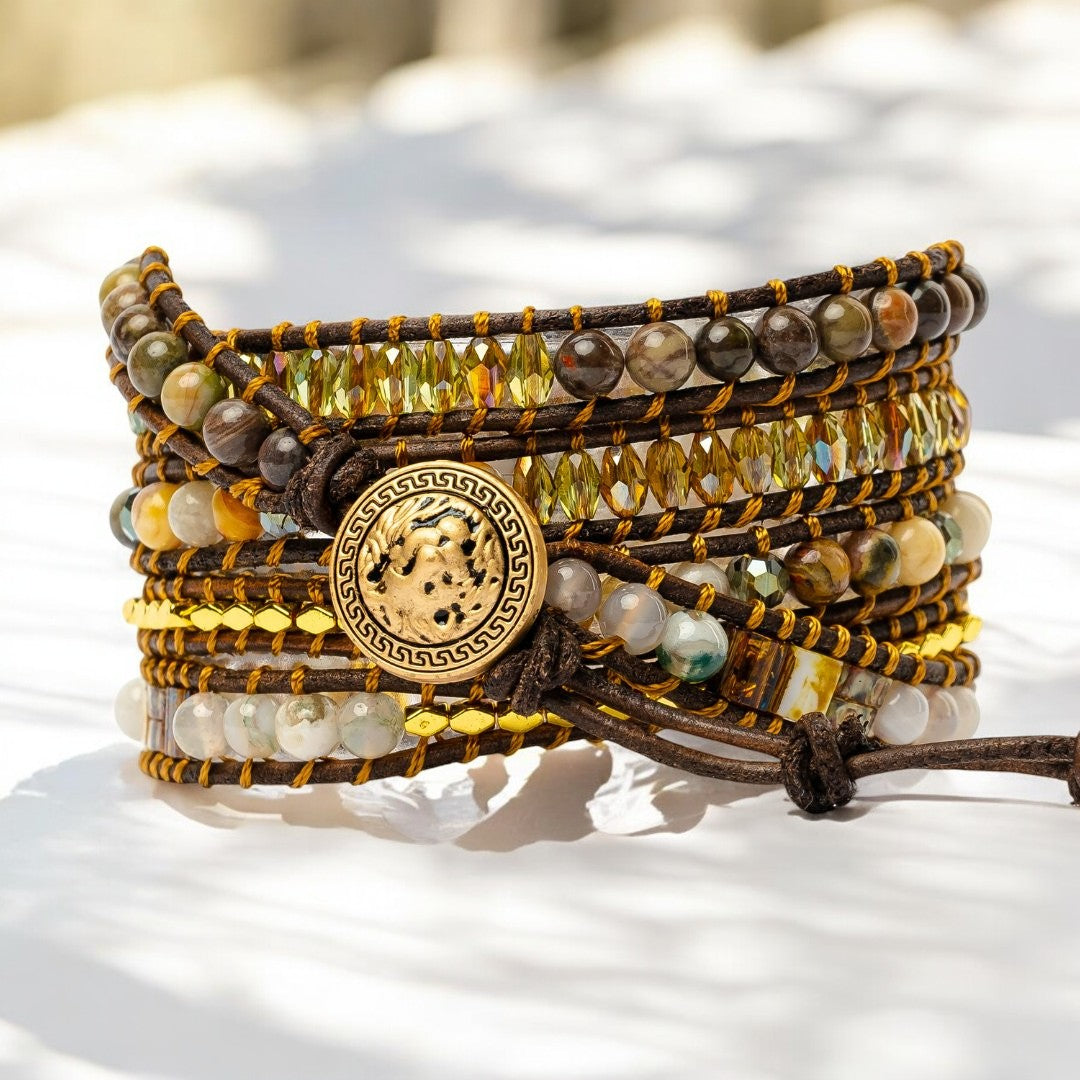 Mondlicht-Göttin Achat Wickelarmband