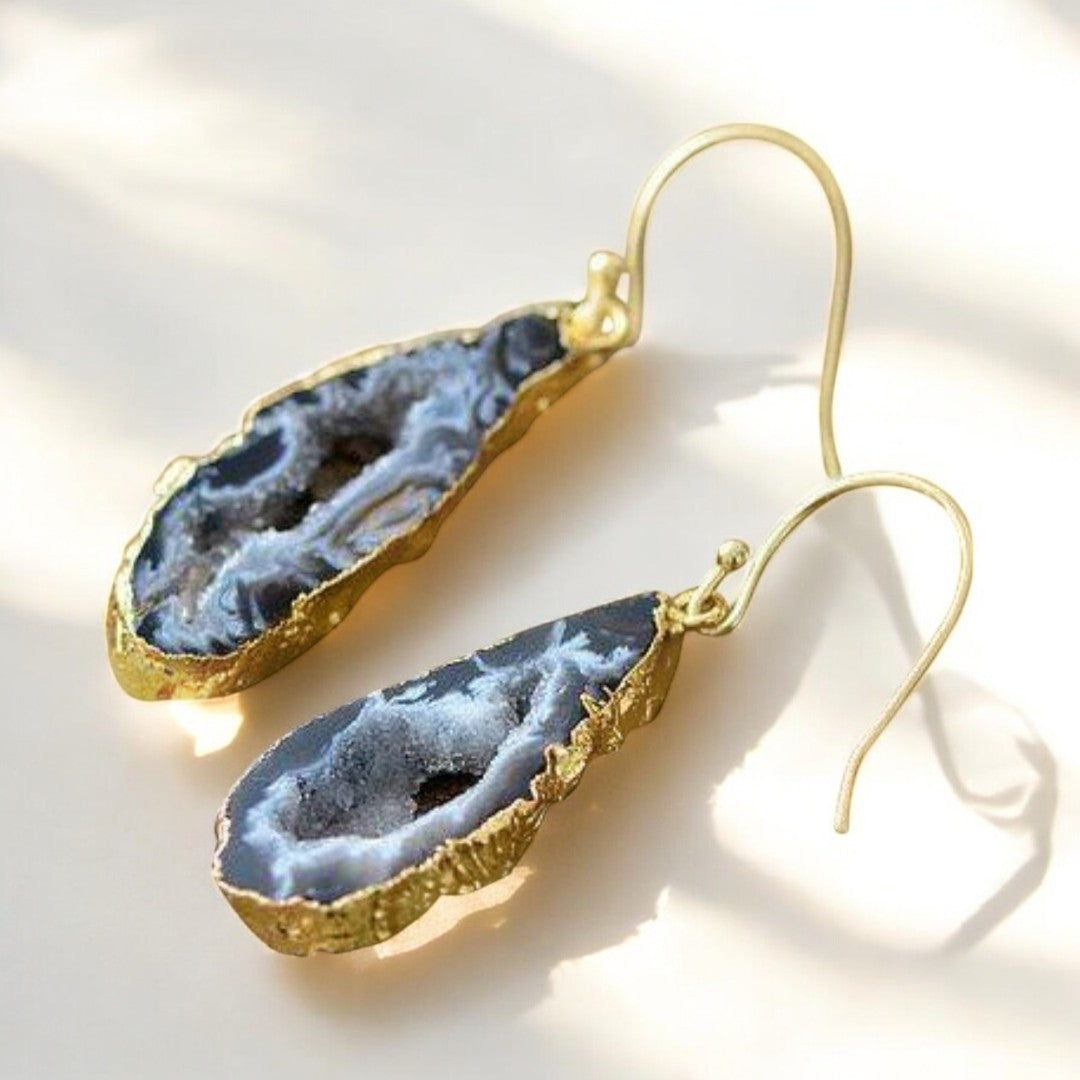 Boucles d'oreilles pendantes en agate naturelle