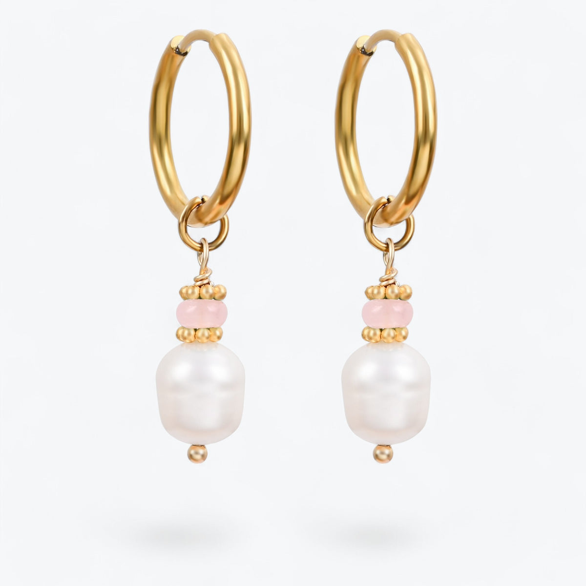 Boucles d'oreilles créoles en perles et agates Golden Grace