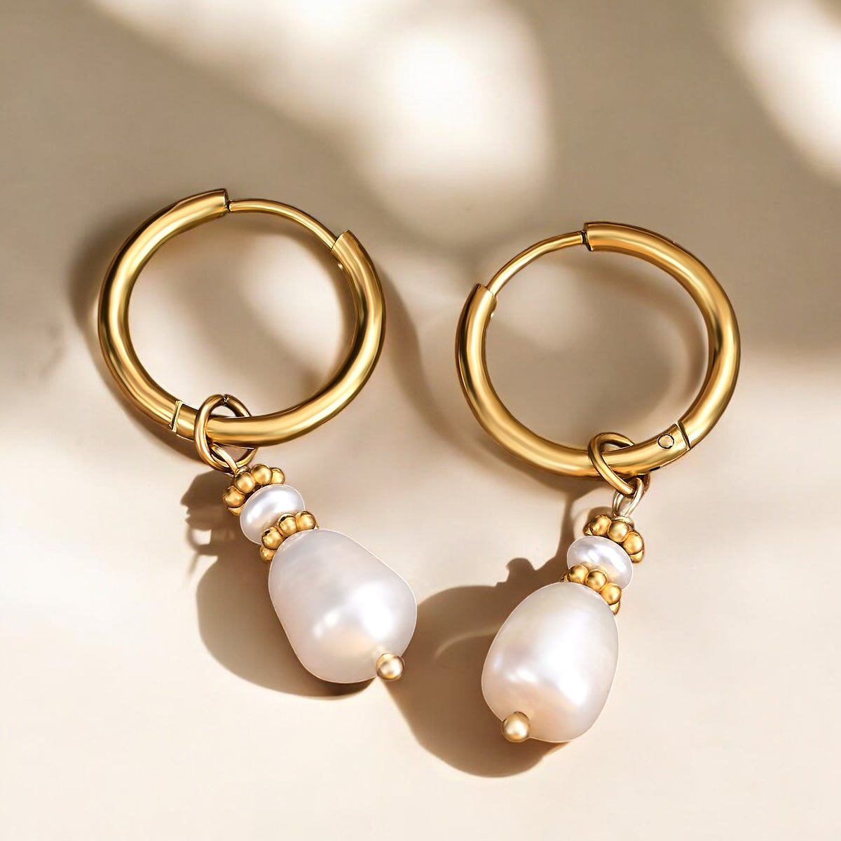 Boucles d'oreilles créoles en perles et agates Golden Grace
