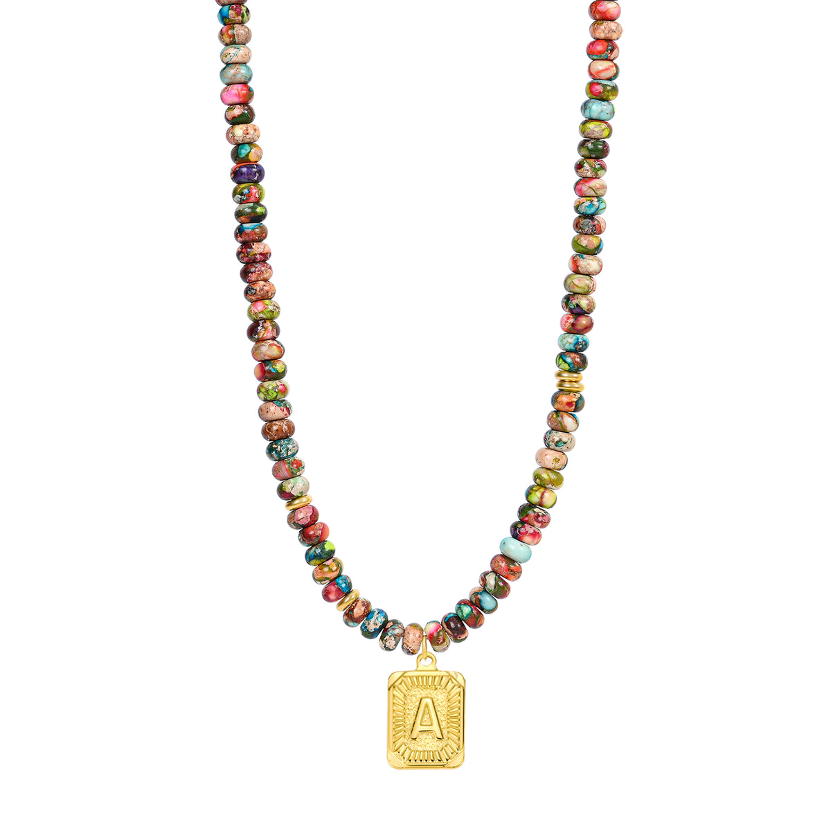 Collier lettre en jaspe impérial bleu