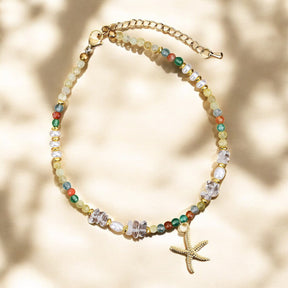 Bracelet de cheville étoile de mer coucher de soleil doré