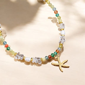 Bracelet de cheville étoile de mer coucher de soleil doré