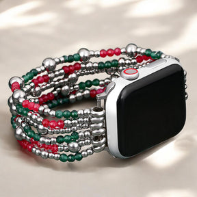 Festliche silberne Eleganz Stretch Apple Watch Armband