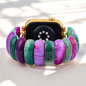 Bracelet extensible en agate bijou bohème pour Apple Watch
