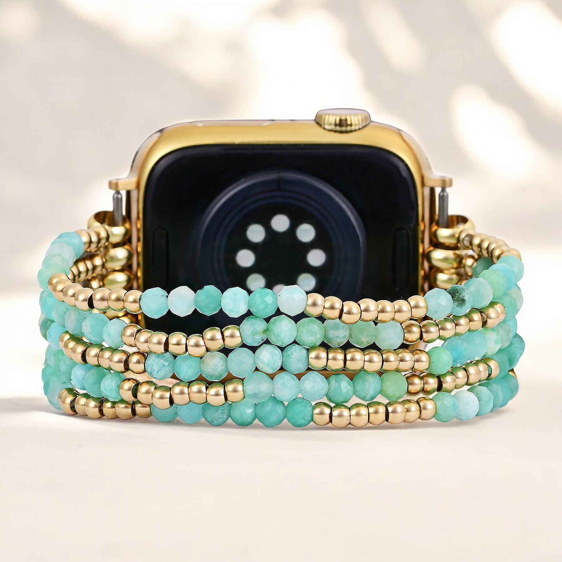 Bracelet extensible en amazonite lumineuse pour Apple Watch
