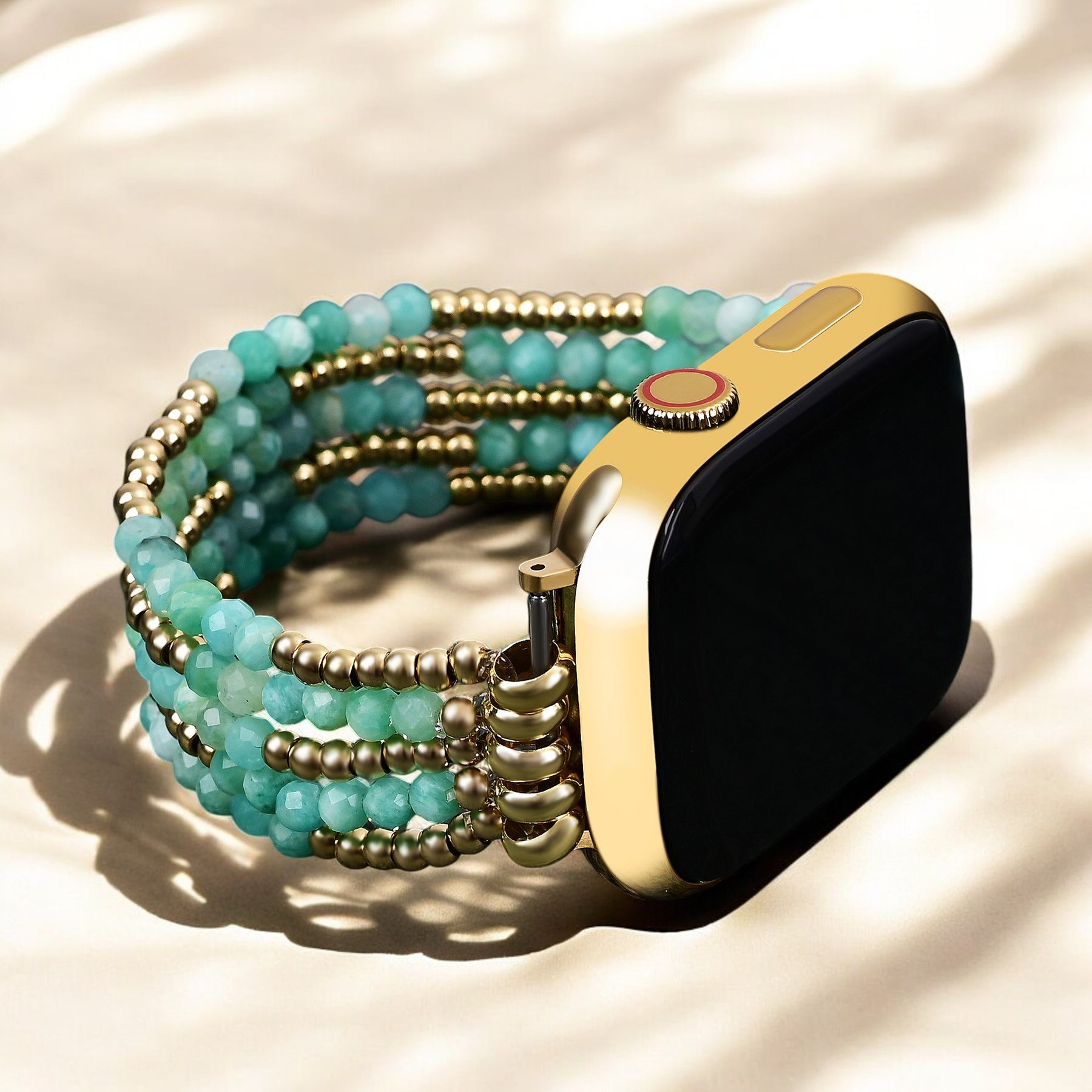 Bracelet extensible en amazonite lumineuse pour Apple Watch