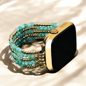 Bracelet extensible en amazonite lumineuse pour Apple Watch