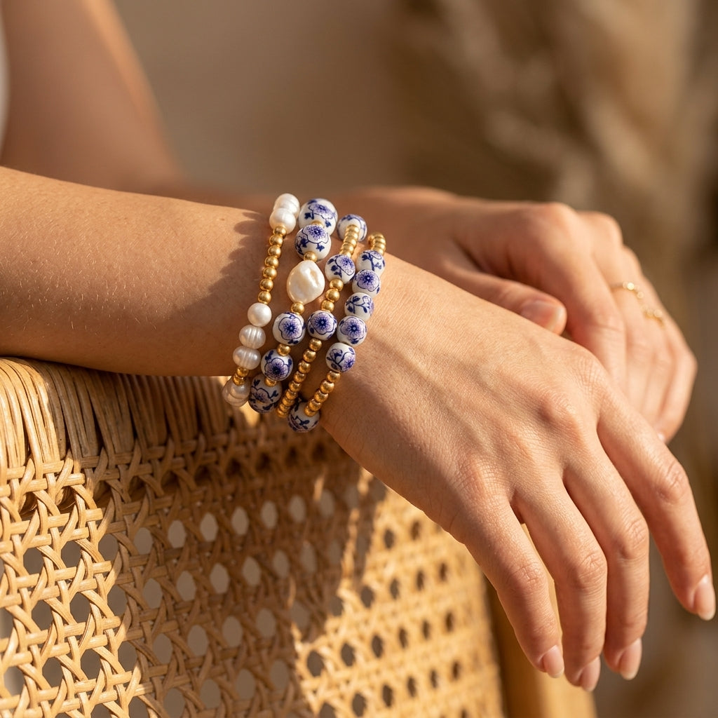 Porcelain Garden Lavender Bloom Armbandset