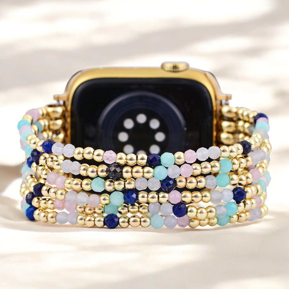Bracelet extensible en lapis-lazuli et amazonite pour Apple Watch