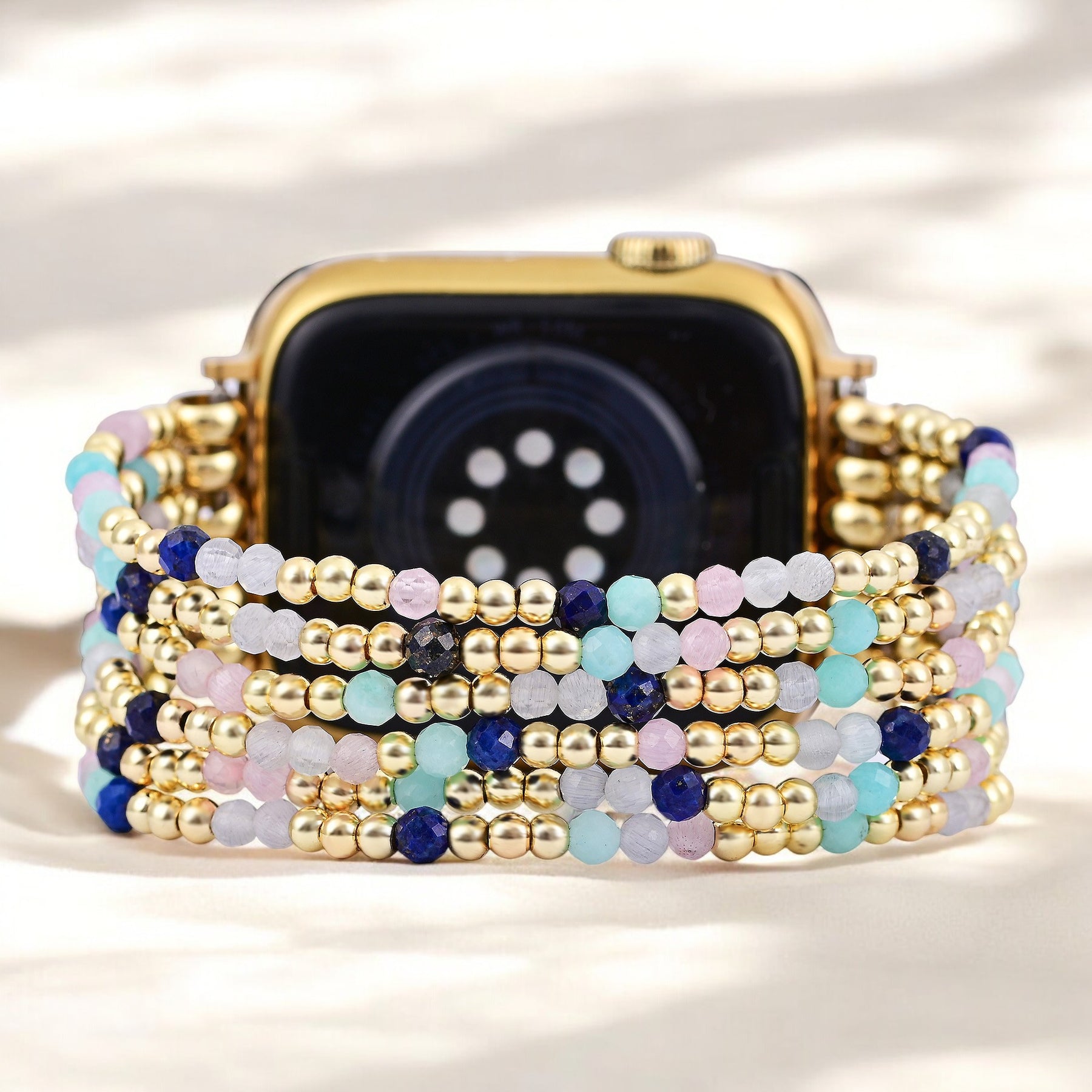 Bracelet extensible en lapis-lazuli et amazonite pour Apple Watch