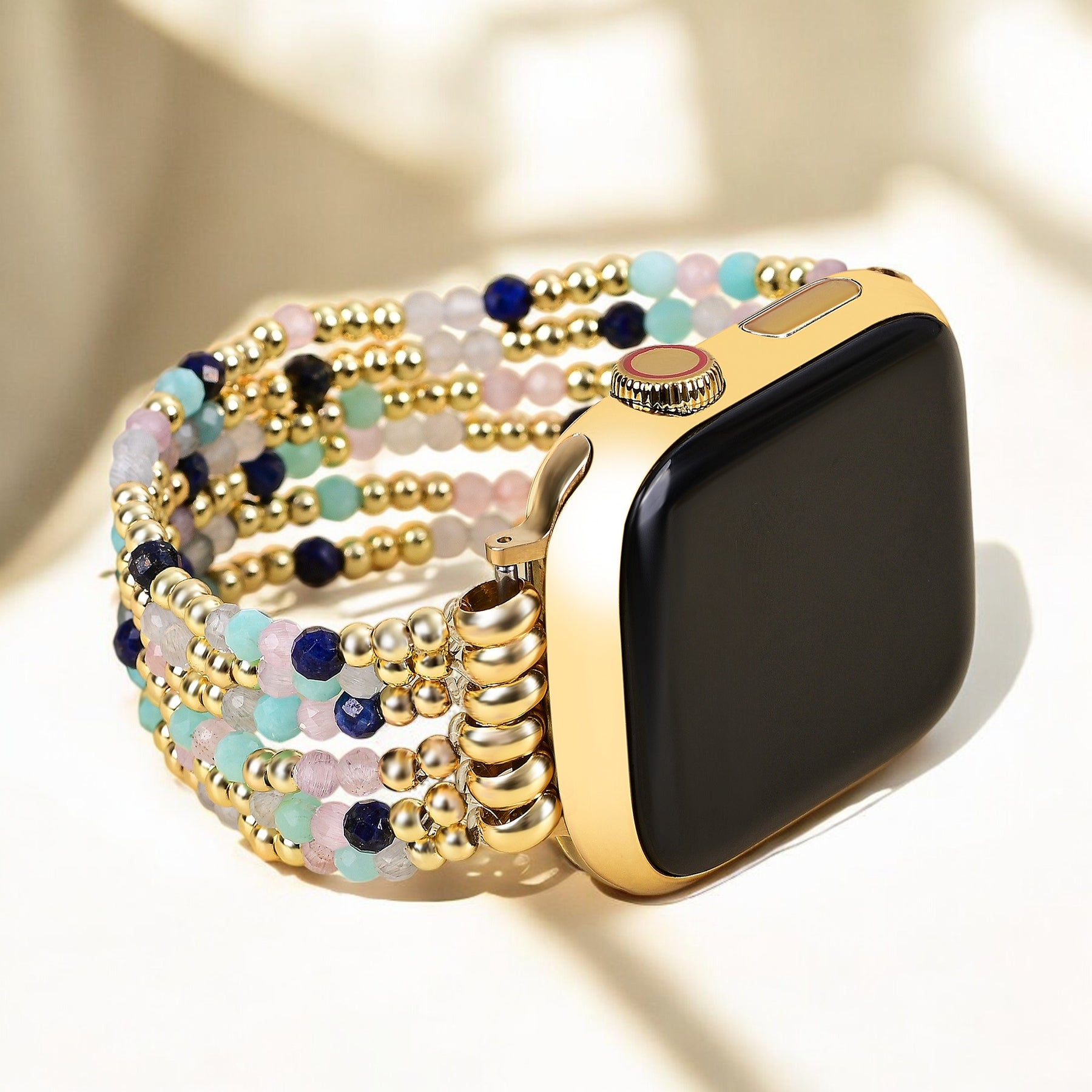 Bracelet extensible en lapis-lazuli et amazonite pour Apple Watch