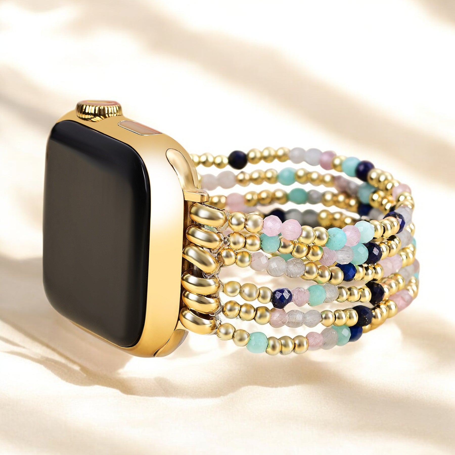Bracelet extensible en lapis-lazuli et amazonite pour Apple Watch