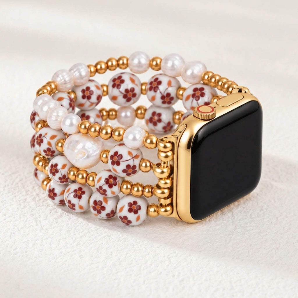 Porcelain-Garten-Herbstblüten-Armband für die Apple Watch