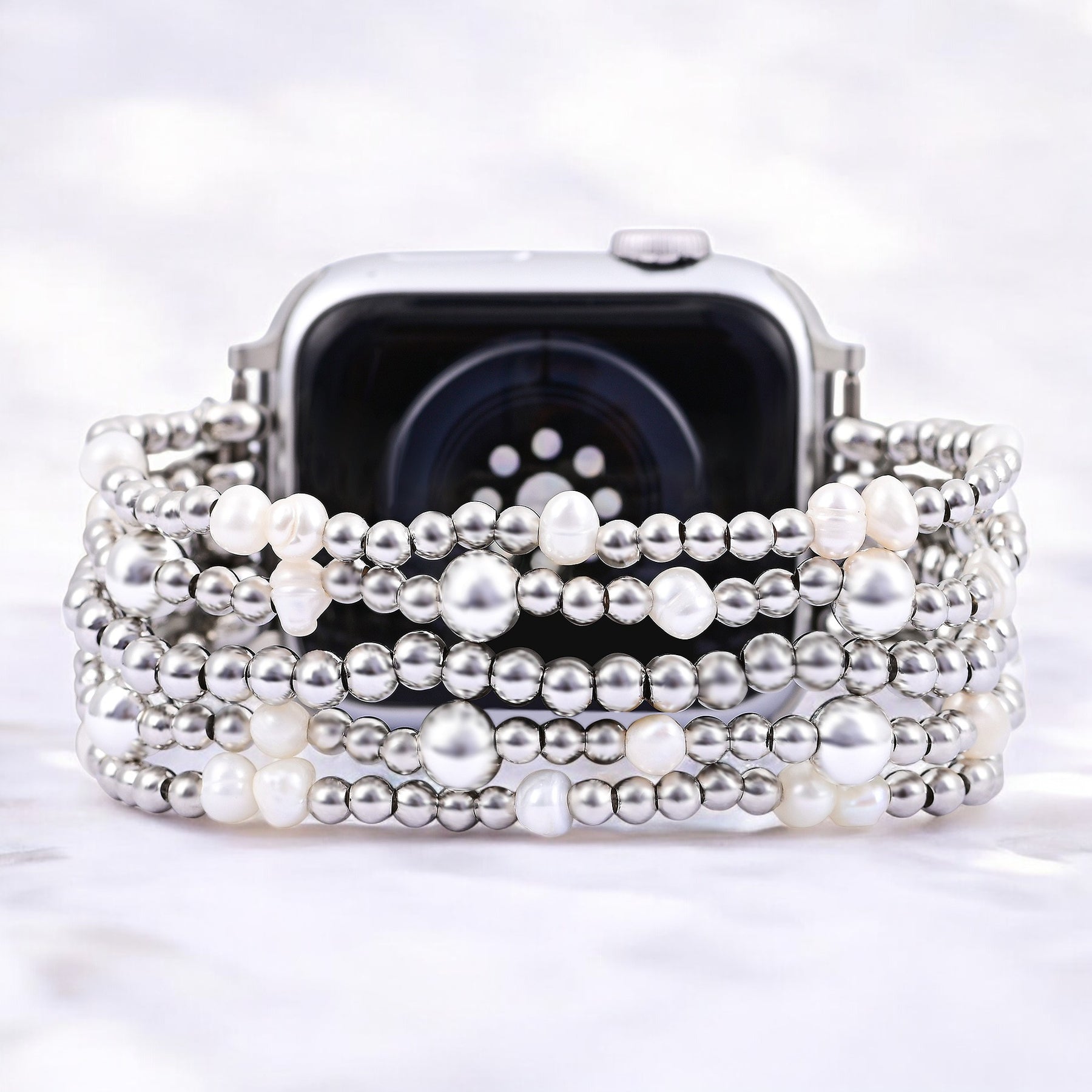 Bracelet extensible en perles scintillantes pour Apple Watch
