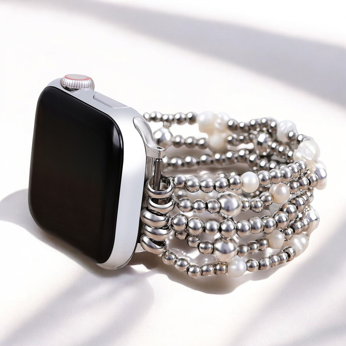 Schimmerndes Perlen-Stretch-Apple Watch-Armband