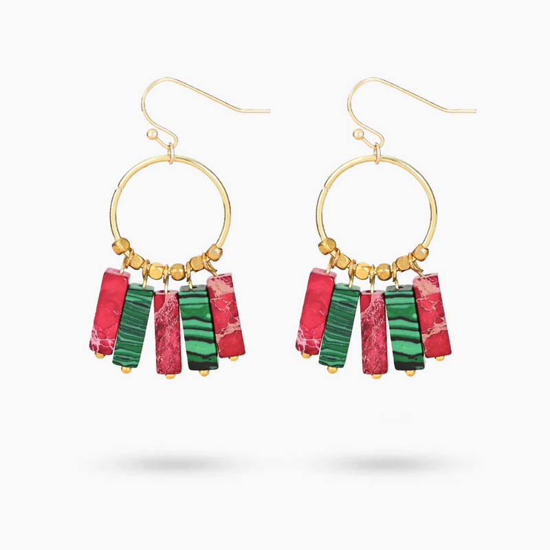 Boucles d'oreilles pendantes aux teintes joyeuses de poinsettia