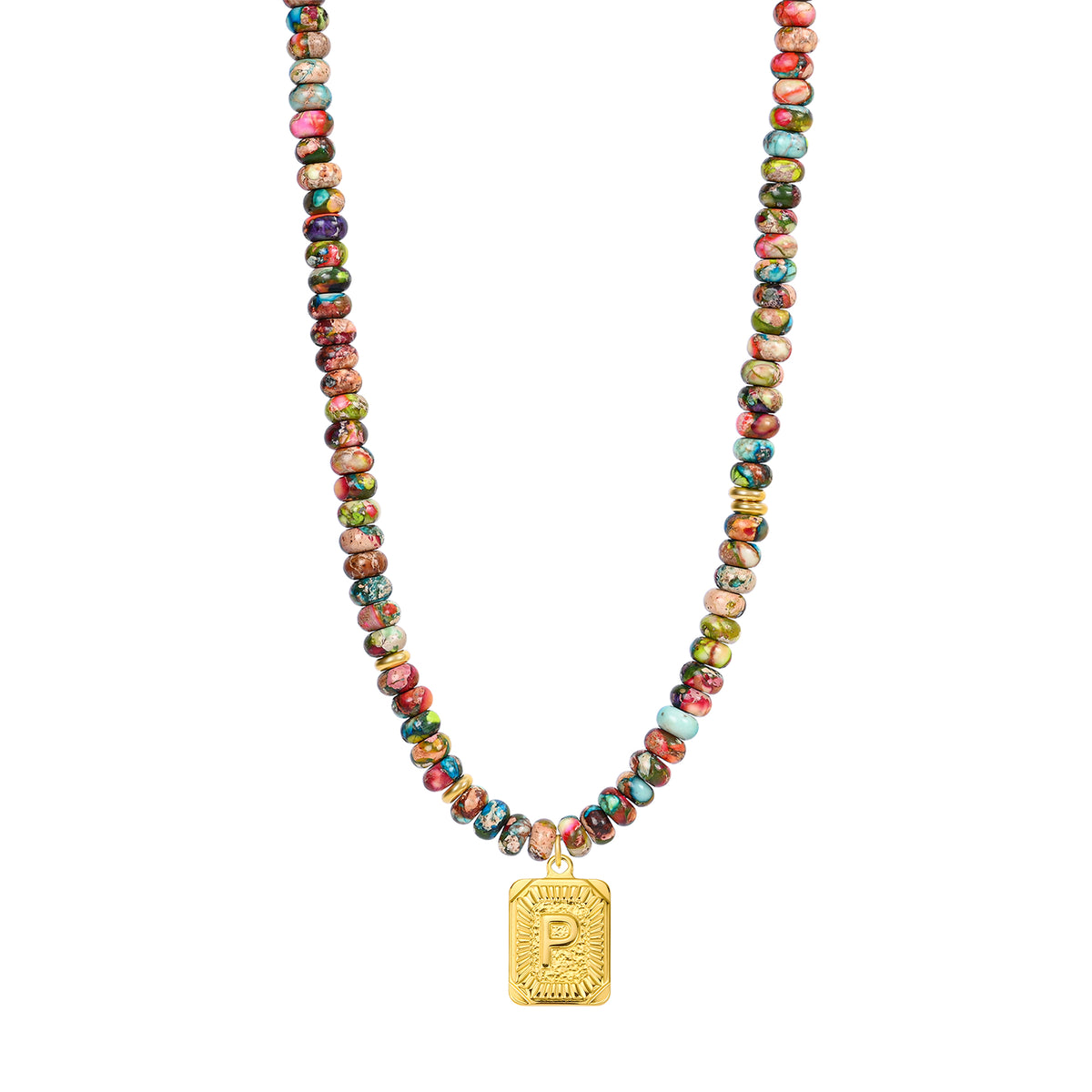 Collier lettre en jaspe impérial bleu