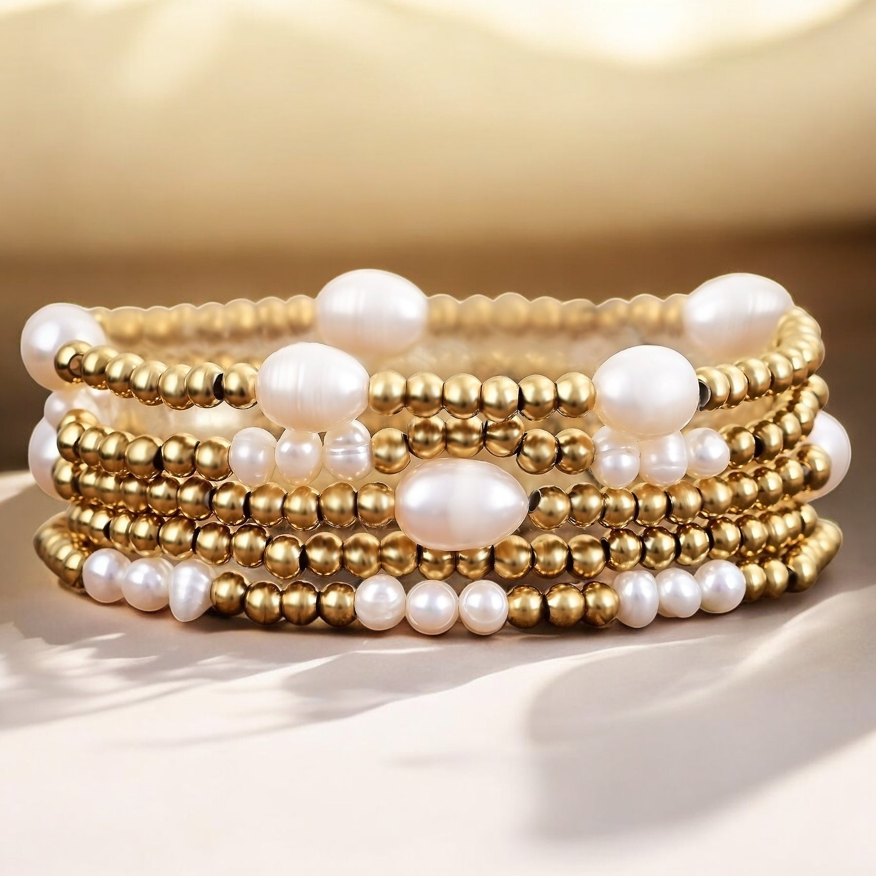 Ensemble de bracelet en or et perles