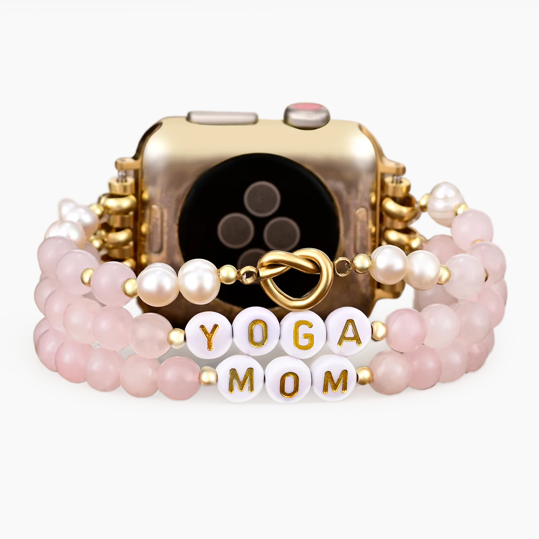 Bracelet Apple Watch extensible à quartz rose Yoga Mom