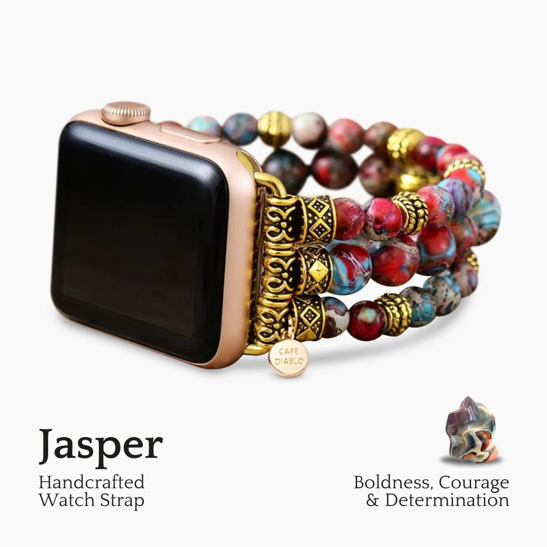 Bracelet Apple Watch extensible en jaspe cramoisi